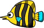 Yellow and black striped fish swimming